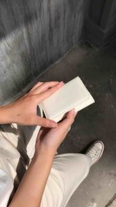 Ví Switch LEMONT Xám Trắng da bò thật dáng hộp đứng có ngăn khoá kéo có ngăn tiền thẳng