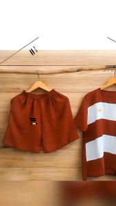 Setelan Blaster Baju Celana Pendek Setelan Hotpants Wanita Dewasa Jumbo Terbaru Crinkle Airflow COD)