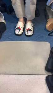 Fashion buckle decor soft rubber sole shoes