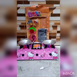 MAINAN ANAK KOMPOR LED 3TUNGKU+BAKARAN BISA NYALA