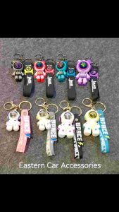 Cartoon Keychain with Ring Label Belt Astronaut / Play Lightning Bear Key Ring Key Holder