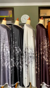 KAIN ARABIAN SILK MOTIF LAURA | motif kembang tengah | kain silky Premium | coklat Mahogany