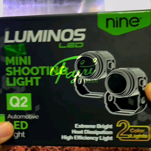 NINE SEPASANG LAMPU SOROT/TEMBAK MINI SHOOTING LIGHT LASER Q2 ECCO9 QQ LUXIMOS R2 DAN Q2S BLUE LENS DUA WARNA TEMBUS KABUT WHITE YELLOW