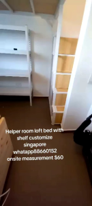 Loft bed with shelf customize singapore for helper room/bomb shelter/store room