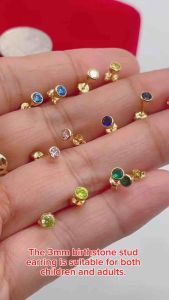 18k SAUDI GOLD BIRTHSTONE EARRING