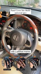 Panel Pegangan Cover Stir Mobil isi 2pcs black piano wood glossy carbon