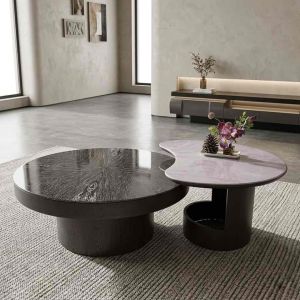 (Hàng nhập khẩu) Bàn trà đơn Sofa phòng khách KUMO mặt kính cẩm thạch cốt gỗ MDF sang trọng BN-20