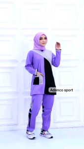 Premium Produk | Setelan Baju Olahraga Senam Wanita Tunik Muslimah / Setelan Kaos Training senam