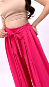 RGCL Slit Wideleg Pants in Soft Linen Fabric Free size best fit from Small to Medium Body Frame