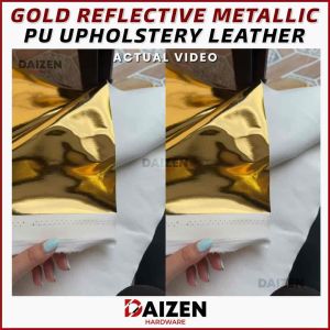 Gold Mirror Metallic PU Upholstery Leather | Reflective Faux Leather Fabric | 1.4m Width | sold per meter