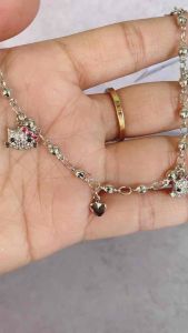 Gelang Anak Silver Hello Kitty Permata Titanium Anti Karat