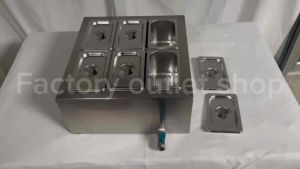 กระบะเก็บความเย็นพร้อมถาดใส่ท้อปปิ้ง 6ช่อง ขนาด36x41x18ซม. สเเตนเลสเกรด304 ผนังฉีดโฟมPUน้ำแข็งละลายช้า Ice bucket 6 holes