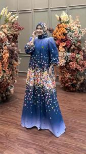 SPASSY | Marisa Set Hijab Gamis Muslimah Terbaru / Gamis Set Hijab Motif Bunga Kondangan Pesta Ld 120