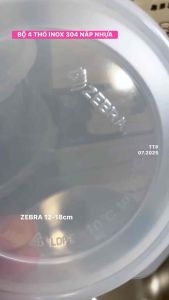 BỘ 4 THỐ INOX 304 NẮP NHỰA ZEBRA 12-18cm
