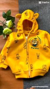 jaket bayi fleece motif pororo