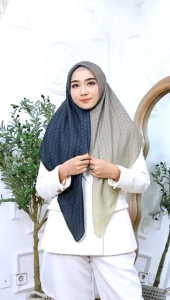 Hijab instan segi empat voal motif kombinasi lasercut 110x110cm
