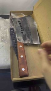 ดิเมิตที่มีดปังตอใหญ่ 10มิล ด้ามไม้แท้ ดิเมิตที่มีดสับ ที่สุด 160 กรัม มีดทำครัว