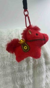 2026 Lucky Red Horse Plush Keychain 吉祥红马毛绒钥匙扣可爱随身包挂饰