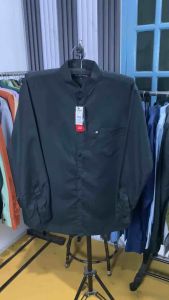 Kemeja Polos Pria Hitam Pekat Lengan Panjang & Pendek
