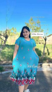 Ella Plus Size Women Dress L-3XL Fit With 2 Side Pocket Maternity|Pambahay Cotton Spandex Fabric