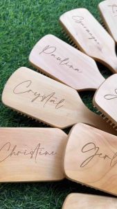 PERSONALIZED Healthy Large Wooden Paddle Hair Brush (Laser Engraving)