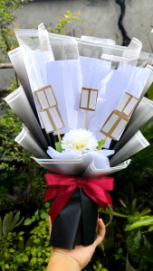 BUKET KOSONGAN MIX PRAKTIS ISI 5 LEMBAR UANG 5 STIK SNACK/KOPI/FOTO BUKET WISUDA KADO ULTAH BUKET GRADASI