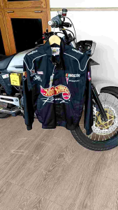 Jaket Nascar Hotwheels Racing Vintage Motor Pria Biru hitam