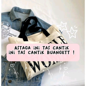 Tote Bag GW Premium Tas Jinjing Resleting Wanita untuk Belanja Kuliah Sekolah Muat Laptop