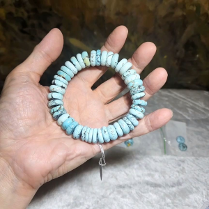 66 grams Large size premium natural untreated Hubei Turquoise donuts bracelet 大尺寸优质原矿湖北松石平安扣手链