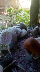 Cobek manual pahat 28cm free ulekn 100℅ batu asli