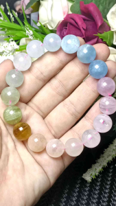 Natural Crystal Brazil Rainbow Morganite Bracelet 13mm+ | 天然巴西彩虹摩根石手串 13mm+