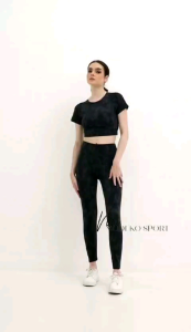 setelan senam zumba lengan pendek/gym/yoga/aerobik