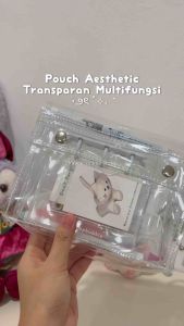 Pouch Pencil Case Transparent Pen Bag Tempat Pensil Makeup Storage Bag 6 Layers Photo Card Holder