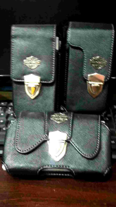 Dompet Hp 6.5/6/5.5/5 inch 2 Slot Dompet Hp Pinggang Sarung Handphone Tas Pinggang Pria Cover Hp Kulit Sintetis Full Hitam