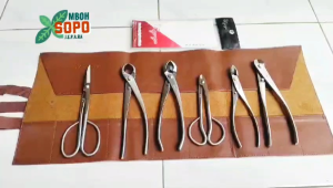 Satu Set 6 Alat Bonsai Ryuga Stenlis Plus Tas Gulung Set S6