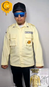 Kemeja PDL Satpam Cream Terbaru - Kemeja PDL & PDH Security Krem Bahan Twist