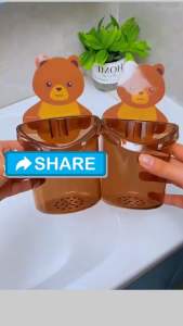 Combo 10 chiếc cốc gấu dán tường đựng bàn chải đánh răng