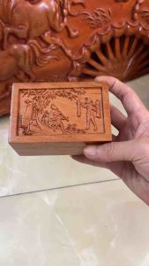 Hộp Đựng Thu.ốc Lào Gỗ Tự Nhiên Cao Cấp Chạm Khắc Mỹ Nghệ 11x7x6cm