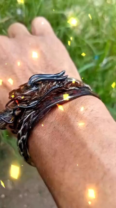 Gelang Akar Bahar Merah Kristal Ukir Naga ASLI