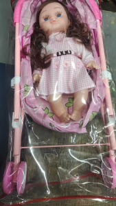 Interactive Baby Alive Doll with Realistic Sounds and Metal Stroller: Perfect Toy for Kids"