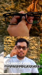 Kacamata photocromic 083 metal pegas bisa lensa minus