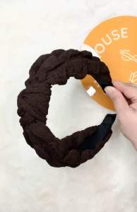 ✨[Tặng cột tóc lò xo lớn]-Băng đô vải phồng màu nâu dễ thương phiên bản rộng +tặng 1 cột tóc lò xo như hình cho mỗi cài tóc