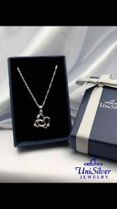 Unisilver 925 Sterling Double Heart Pendant Necklace (NPS80-1001)