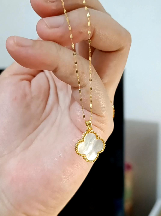 18K Saudi Gold Dancing Mirror chain necklace(LIGHTWEIGHTTHIN) with