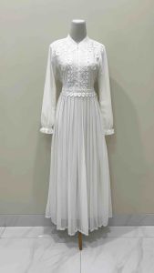 MELISSA - Shanaya Dress Gamis Putih Premium Gaun Pesta Abaya Baju Lebaran Wanita Terbaru 1139