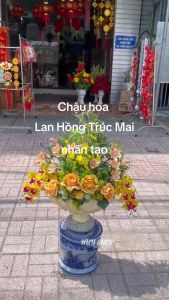 BÌNH HOA MAI LAN TRÚC HỒNG NHÂN TẠO TRANG TRÍ NGÀY TẾT
