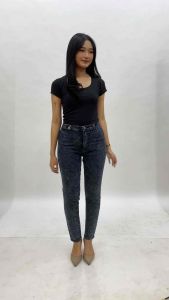 Celana Jeans Wanita Highwaist Pensil Jeans Pinggang yang Dapat Disesuaikan