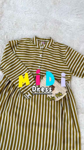 Midi Dress Gamis Salur Katun Rayon Jumbo