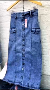 ROK JEANS PREMIUM WANITA KARET Denim Melar Cewek Panjang