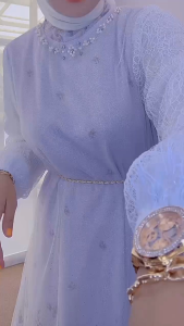 Gamis Brokat Tile Glitter Maisya Vol 2 – Dress Muslim Cantik Motif Bunga Full Furing Elegan untuk Acara & Kondangan